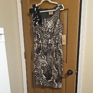 Nue by Shani One Shoulder Animal Print Dress